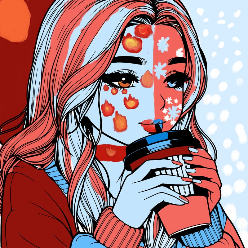 realistic girl drinking coffee