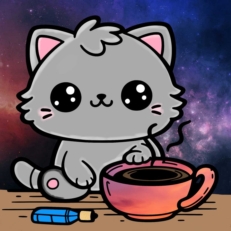 cat with coffee