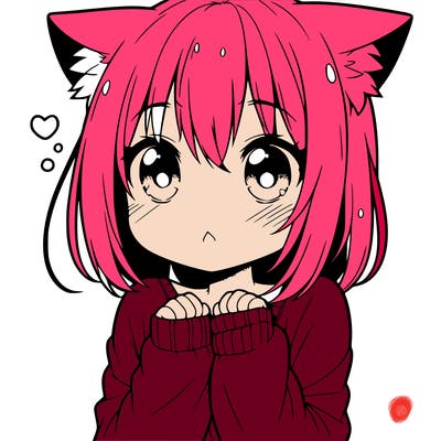 shy anime catgirl