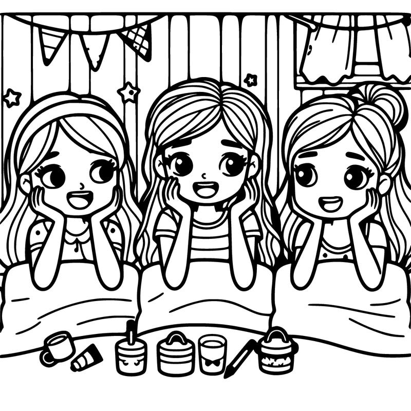 3 girls having a sleepover and talking
