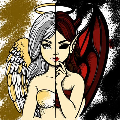 realistic angel half demon