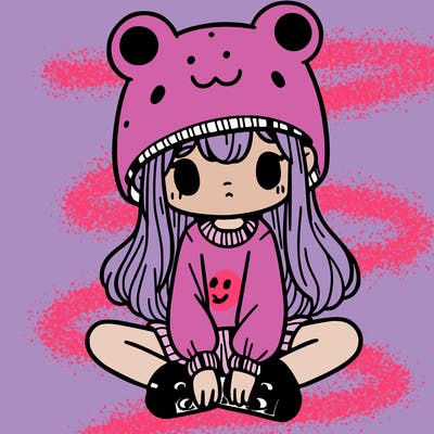 a girl wearing a frog hat and some frog socks