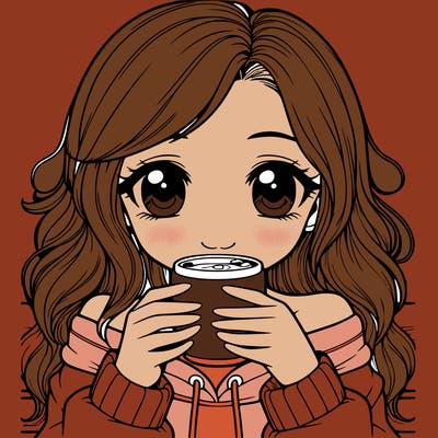 realistic girl sipping on hot coffee