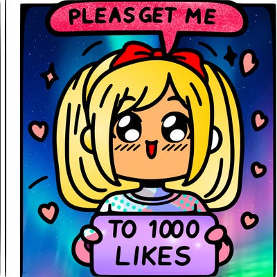 a girl saying please get me to 100 likes