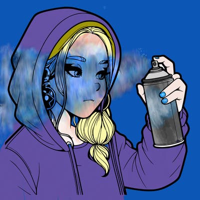a realistic girl, spray painting