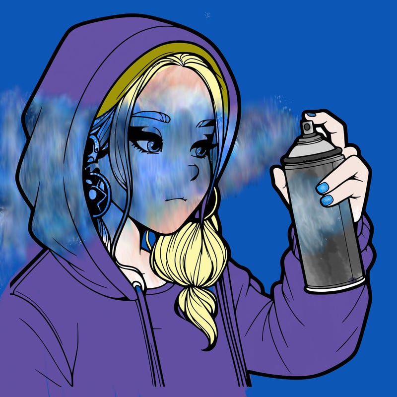 a realistic girl, spray painting