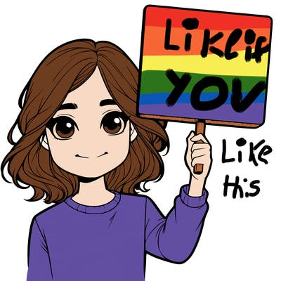 realistic girl holding up a sign