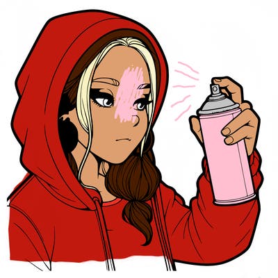 a realistic girl, spray painting