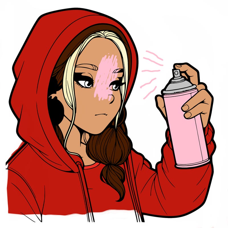 a realistic girl, spray painting