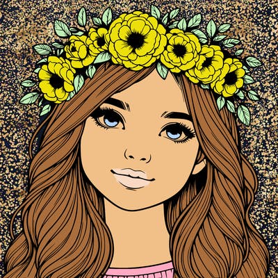 realistic girl with flower crown