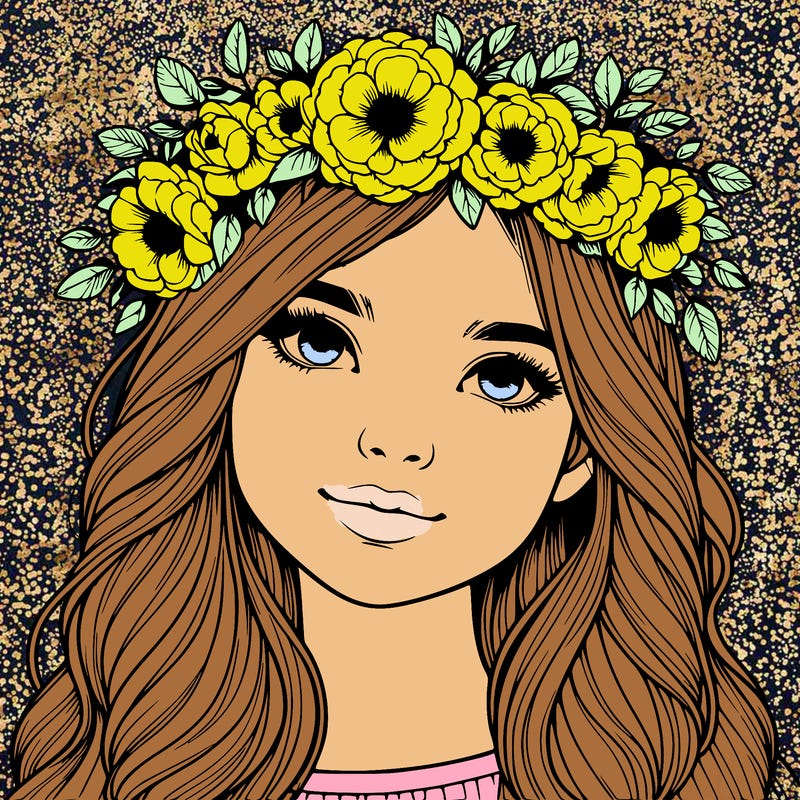 realistic girl with flower crown