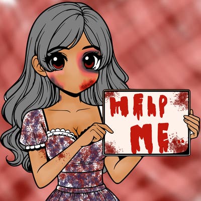 realistic pretty girl holding blank sign