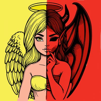 realistic angel half demon