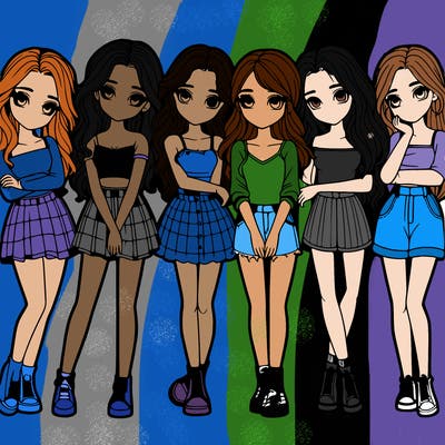 a group of girls realistic