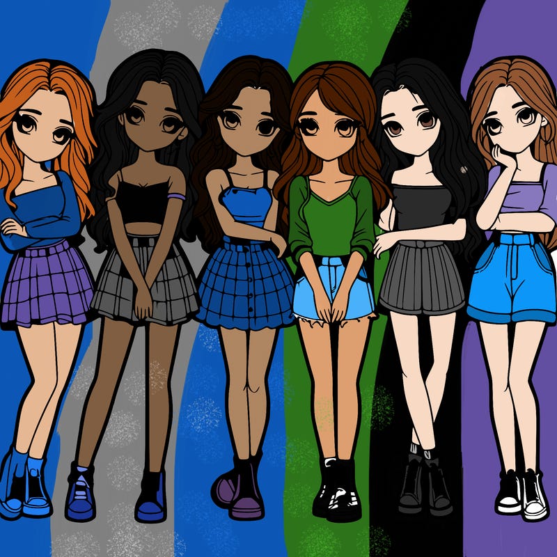 a group of girls realistic