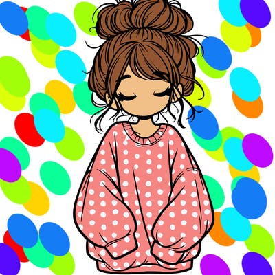 girl with baggy sweatshirt and messy bun