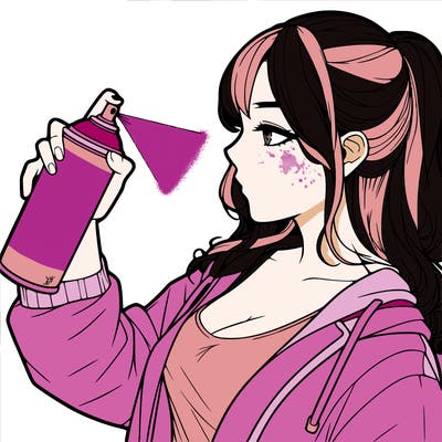 a realistic girl spray, painting