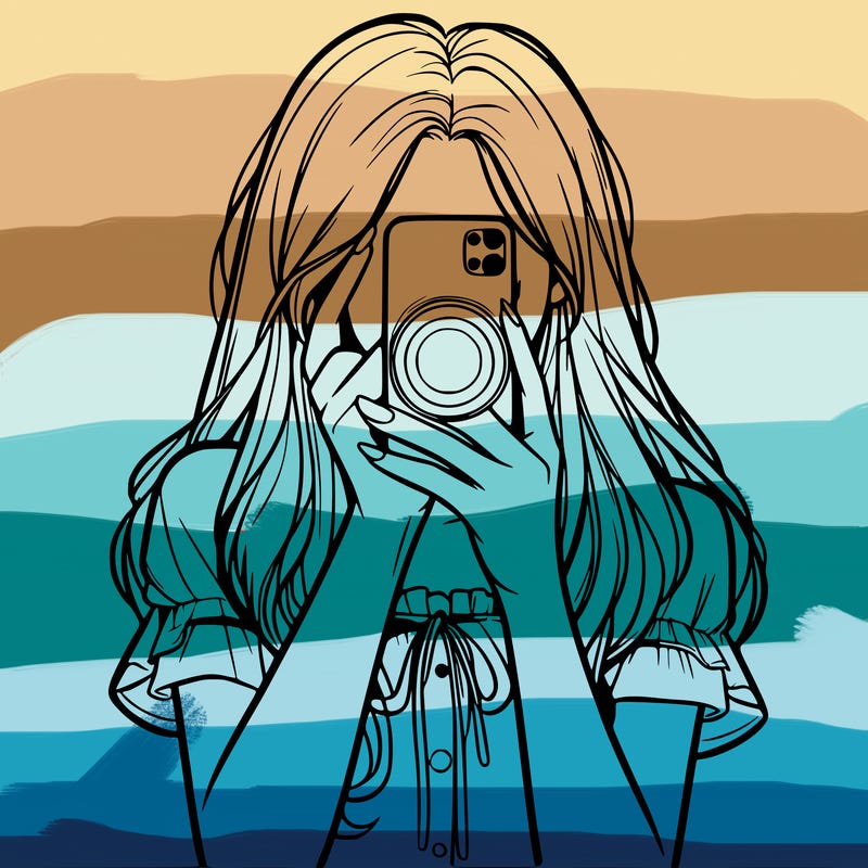 a realistic girl holding her phone taking pictures