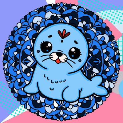 a cute baby seal mandala