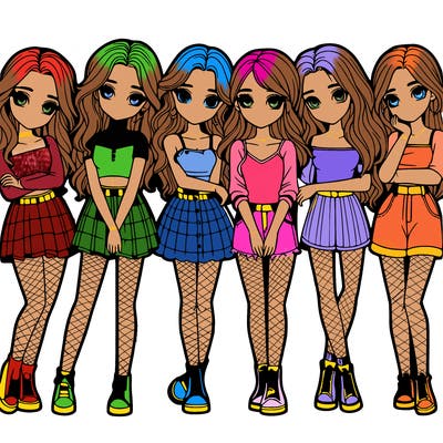 a group of girls realistic