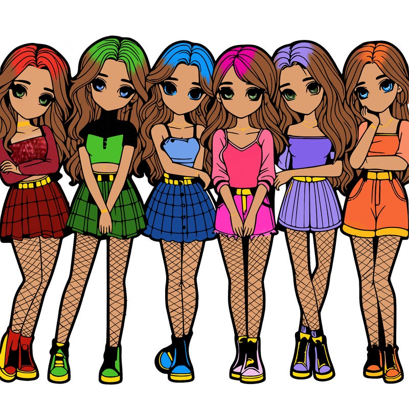 a group of girls realistic
