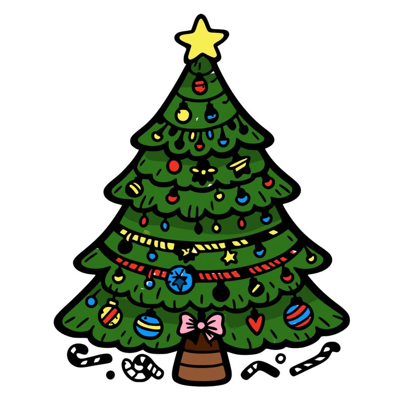 christmas tree with lots of details