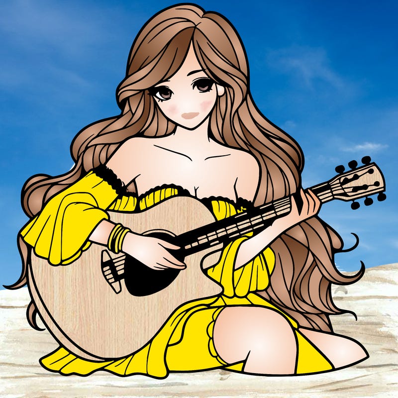 beautiful girl playing the guitar