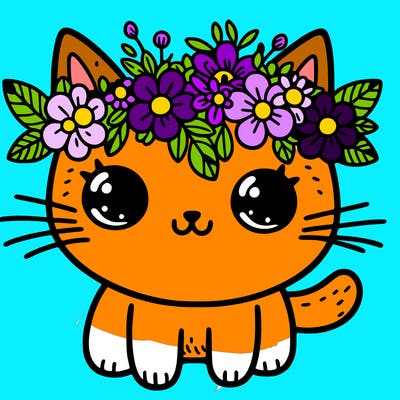 cat with flower crown
