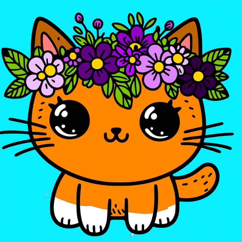 cat with flower crown