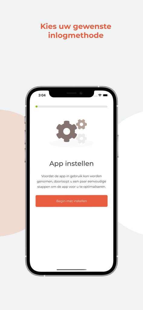 A mobile phone screen displaying the initial setup and configuration page for the VerzekeringApp insurance application.