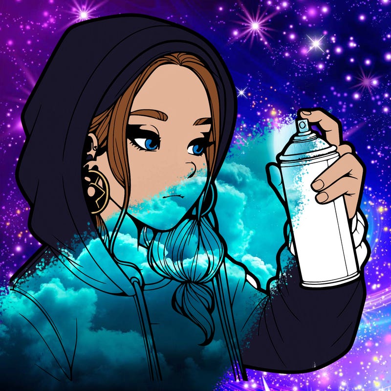 a realistic girl, spray painting