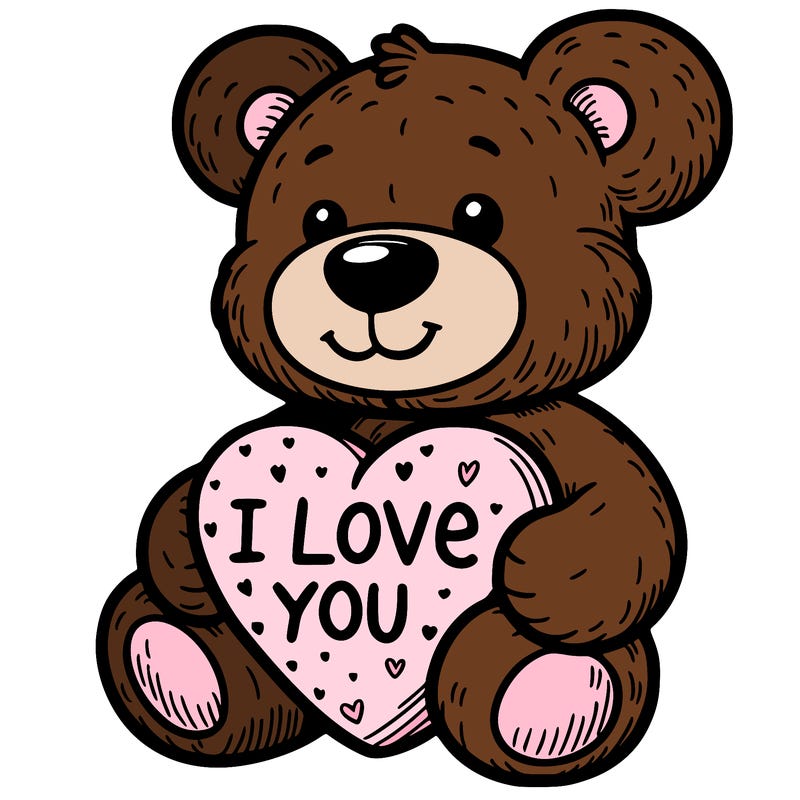 teddy bear holding an i love you heart