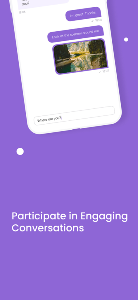 SUGAR - Dating with Sweetness - Interface of the SUGAR dating app showing a chat conversation and the text Participate in Engaging Conversations