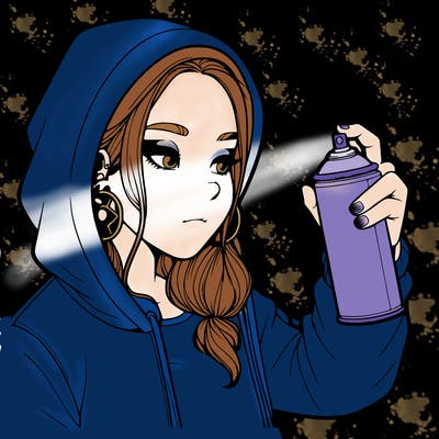 a realistic girl, spray painting