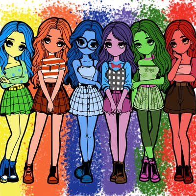 a group of girls realistic