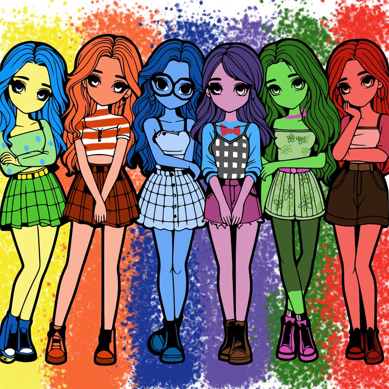 a group of girls realistic