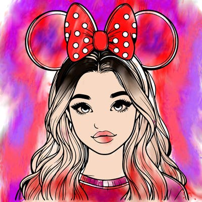 aesthetic realistic girl wearing mickey mouse ears