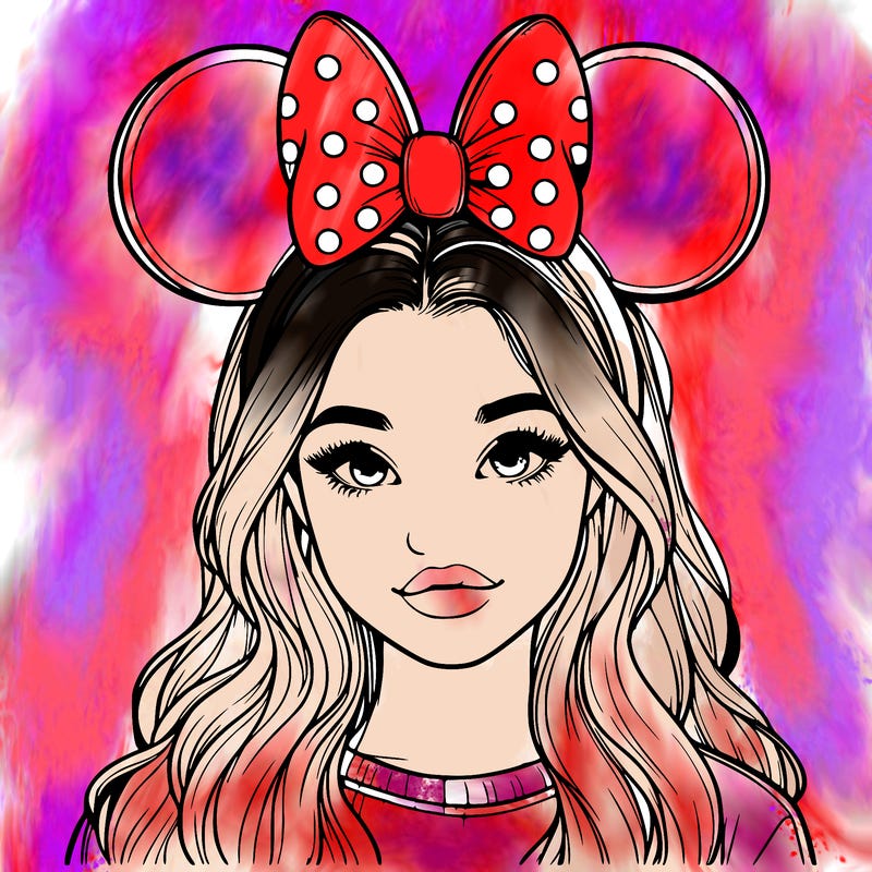 aesthetic realistic girl wearing mickey mouse ears