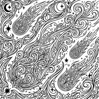 Dive into the mysterious beauty of the cosmos with this Gothic Oort Cloud Comets coloring page. Featuring intricate comets and celestial patterns, it offers a captivating artistic challenge for all ages.