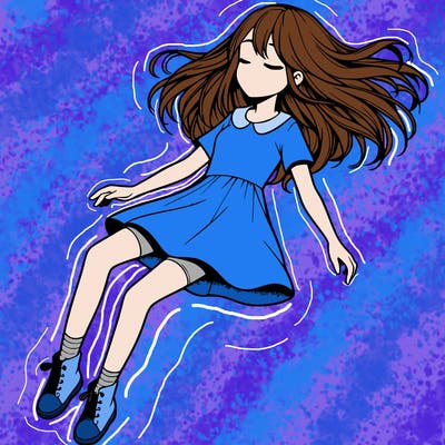 realistic girl floating