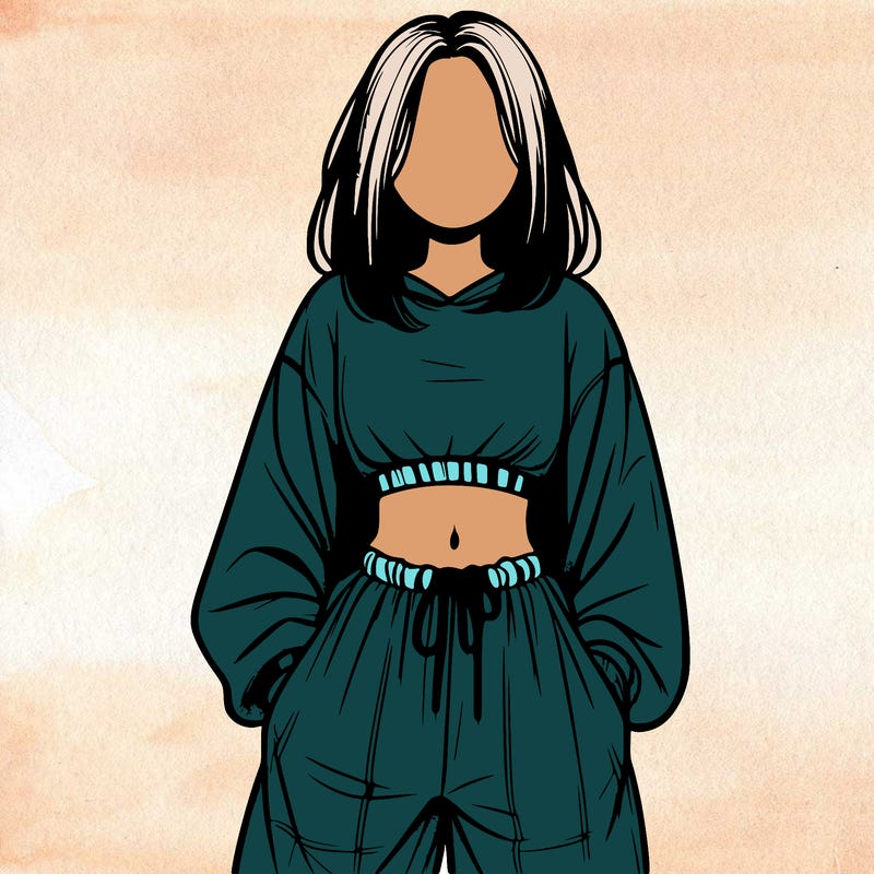 realistic girl faceless with baggy pants and a crop top