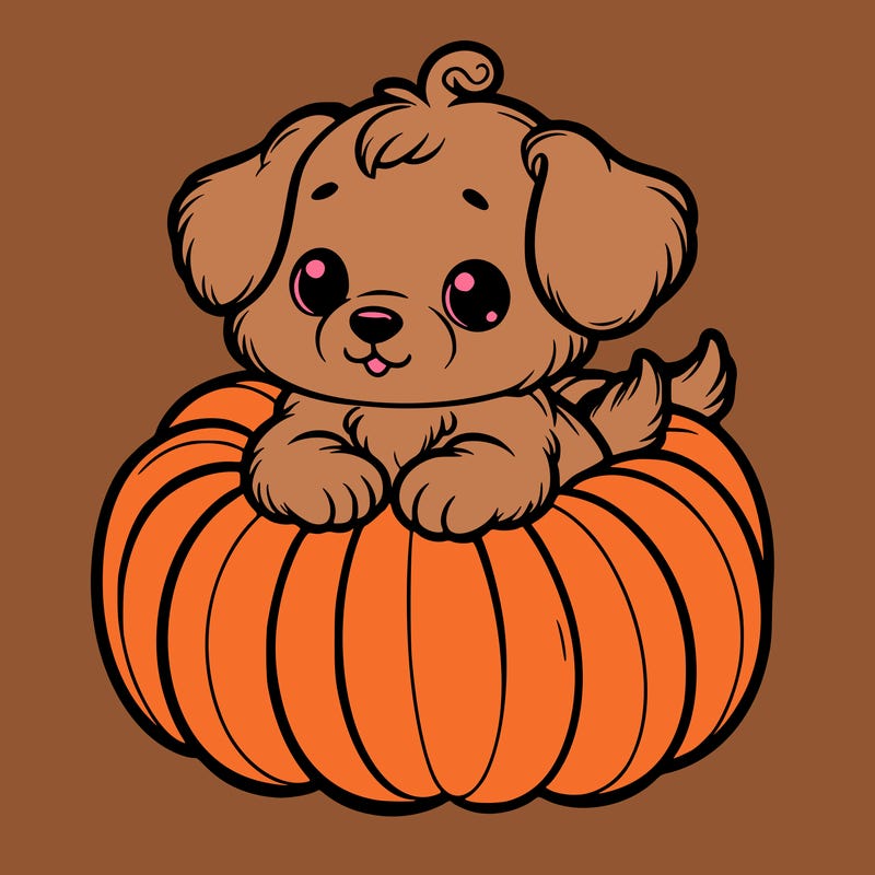 cute little puppy in a pumpkin