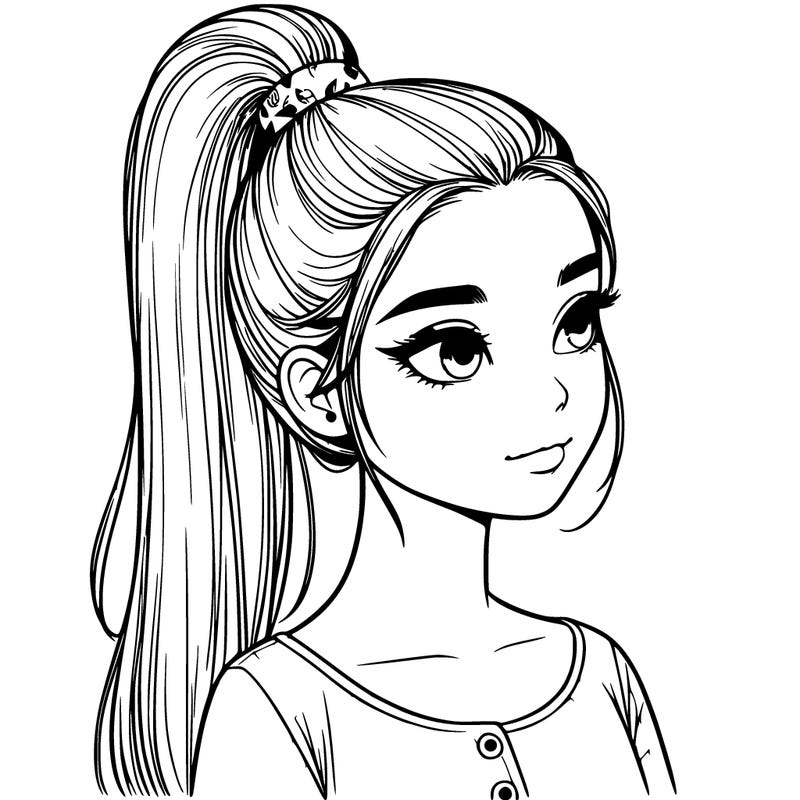realistic girl with a high ponytail ❤️
