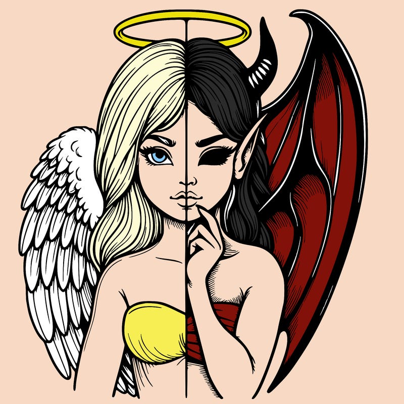 realistic angel half demon