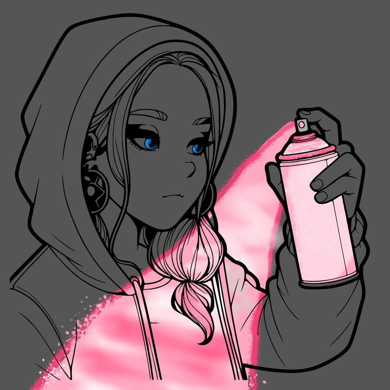 a realistic girl, spray painting