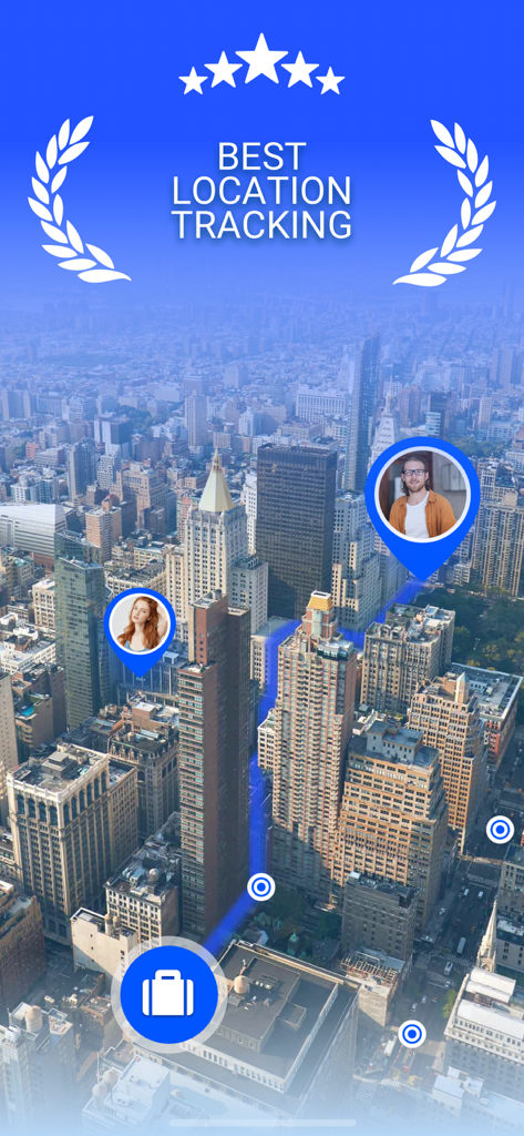 Interface do aplicativo Get Location mostrando as posições e rotas dos membros da família em um mapa da cidade