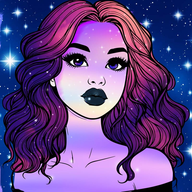 realistic girl with wavy hair and lips