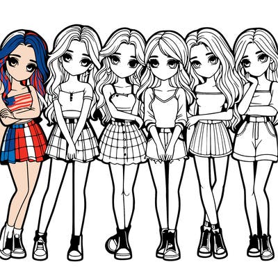 a group of girls realistic