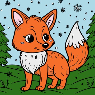 a fox in the snow