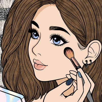 a realistic girl doing her makeup